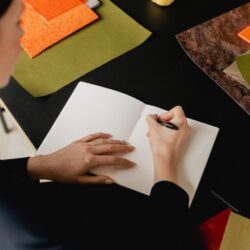 A woman in the process of planning.